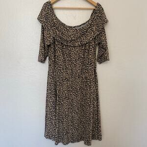 Lane Bryant Leopard Midi Dress Womens Size 22/24 Holiday Party Cozy Soft